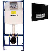 Инсталляция beWash BW74 K500RZVP0500SYC00000 для унитаза с клавишей смыва Черное стекло Хром — фото 1, Инсталляции