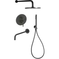 Душевая система Paffoni Light KITLIG019NO045 Черная матовая — фото 1, Встраиваемые душевые комплекты