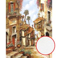 Фреска Ortograf Городской пейзаж живопись 11434 Фактура бархат FX Флизелин (2,15*2,7) Бежевый/Оранжевый/Голубой, Город/Живопись — фото 1, Фрески