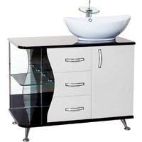 Тумба под раковину Bellezza Рио 90 R 4633615141262 Черная Белая — фото 1, Мебель для ванной