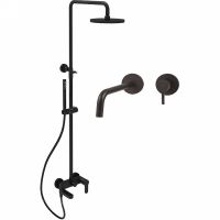 Комплект смесителей Paffoni Light KITCOL632NO007 Черный матовый — фото 1, Готовые комплекты для ванной комнаты