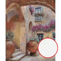 Фреска Ortograf Городской пейзаж живопись 11663 Фактура бархат FX Флизелин (2,2*2,2) Бежевый/Сиреневый, Город/Цветы/Живопись — фото 1, Фрески