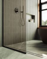 Душевая перегородка Maybah Glass MGD-702-6у 690x1950 в узком профиле Черный стекло бронзовое — фото 5, Душевые перегородки