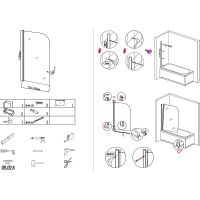 Шторка на ванну Aquanet SG-750 150 209411 профиль Хром стекло прозрачное — фото 13, Неподвижные шторки для ванной