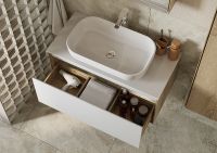 Тумба под раковину Aquaton Либерти 90 1A279901LYC70 подвесная Дуб эльвезия Белая — фото 22, Тумбы под раковину