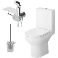 Унитаз компакт AM.PM Spirit V2.0 FlashClean CK70C1804W с гигиеническим душем и ершиком с бачком и сиденьем Микролифт — фото 1, Напольные унитазы