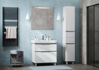 Шкаф пенал Aquaton Dakota 34 1A203203DAAY0 подвесной Белый Выбеленное дерево — фото 6, Пеналы для ванной комнаты