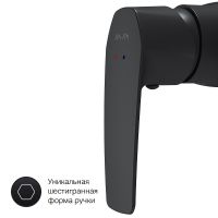 Комплект душевого уголка с душевой системой и аксессуарами AM.PM Gem 90x90 WK90EN профиль Черный матовый стекло прозрачное — фото 27, Душевые уголки четверть круга