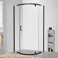 Душевой уголок Ceruttispa Korra 90x90 Z90B профиль Черный стекло прозрачное — фото 1, Душевые уголки четверть круга