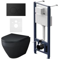 Комплект унитаза с инсталляцией AM.PM Spirit V2.0 FlashClean IS49038.701700MB с сиденьем Микролифт и Черной матовой клавишей смыва — фото 1, Комплекты унитаз + инсталляция