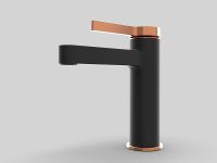 Смеситель для раковины GPD Gildo MLB165-S-R Черный матовый Розовое золото — фото 6, Смесители