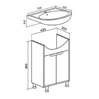 Тумба под раковину Runo Эко 50 00-00001337 Железный камень Белая — фото 3, Тумбы под раковину
