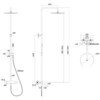 Душевая система Whitecross Y brushed gold Y1234GLB с термостатом Брашированное золото — фото 3, Душевое оборудование. Душевая программа