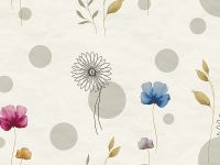 Панно Zambaiti Parati Satin Flowers IV Z66886 Винил на флизелине (3*5,1) Белый/Разноцветный, Круги/Листья/Цветы — фото 2, Обои для стен