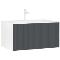 Тумба с раковиной Orka Cube 80 3000371 подвесная Антрацит матовый Белая — фото 1, Тумбы с раковиной