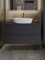 Тумба с раковиной Orange Line 100 Li-100TugMDF+B08-500W подвесная Графит матовый — фото 3, Мебель для ванной