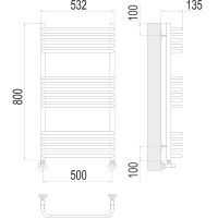 Водяной полотенцесушитель Terminus Стандарт П16 500x800 4670078529794 Хром, нижнее подключение, G 1/2" ВР, с угловым соединением — фото 4, Водяные полотенцесушители