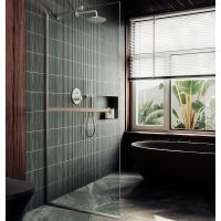 Душевая перегородка Maybah Glass MGD-726-5у 790x1950 в узком профиле Хром матовый стекло прозрачное — фото 1, Душевые перегородки