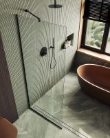 Душевая перегородка Maybah Glass MGD-701-6у 690x1950 в узком профиле Черный стекло прозрачное — фото 4, Душевые перегородки