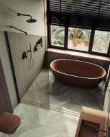 Душевая перегородка Maybah Glass MGD-696-6ш 790x1950 в широком профиле Черный стекло бронзовое — фото 5, Душевые перегородки