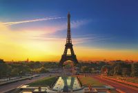 Фреска Ortograf Париж 3658 Фактура бархат FX Флизелин (4*2,7) Синий/Оранжевый/Зеленый, Город — фото 2, Фрески