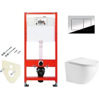 Комплект унитаза WeltWasser Merzbach 043 GL-WT 10000009939 с инсталляцией Tece Profil 9400412 с сиденьем Микролифт и клавишей смыва Хром глянцевый — фото 1, Комплекты унитаз + инсталляция