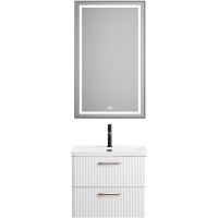 Тумба под раковину BelBagno Due 50 DUE-500-2C-SO-BM-P подвесная Белый металлик — фото 9, Тумбы под раковину