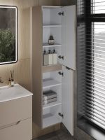 Шкаф пенал Orange Line 35 Li-35PuL подвесной Латте матовый — фото 5, Пеналы для ванной комнаты