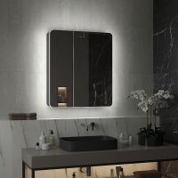 Зеркальный шкаф Reflection Black 760х850 RF2002BL с подсветкой Черный матовый — фото 9, Мебель для ванной