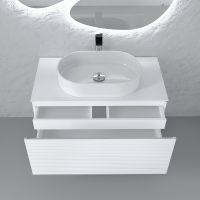 Тумба под раковину Jorno Stone 100 Stn.01.100/P/W/JR подвесная Белая — фото 2, Тумбы под раковину