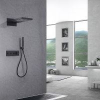 Душевая система Abber Rund AF8752B с термостатом Черная матовая — фото 2, Встраиваемые душевые комплекты