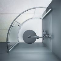 Душевой уголок AM.PM Like Solo Slide 90x90 W83G-315-090CT профиль Хром глянцевый стекло прозрачное — фото 4, Душевые уголки четверть круга