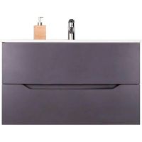 Тумба с раковиной Orange Line 100 Li-100Tug+Ra подвесная Графит матовый — фото 1, Тумбы с раковиной