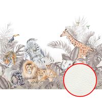 Фреска детская Ortograf Little Friends 34360 Фактура флок FLK Флизелин (4*3) Коричневый/Разноцветный, Животные/Листья — фото 1, Фрески