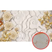 Фреска Ortograf 3D 30737 Фактура бархат золото FX-G Флизелин (4,5*2,7) Бежевый/Золото, Цветы/Абстракция — фото 1, Фрески
