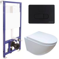 Комплект унитаза Ceruttispa B-2376-3 7183 с инсталляцией Berges Novum D5 040235 с сиденьем Микролифт и Черной матовой клавишей смыва — фото 1, Комплекты унитаз + инсталляция