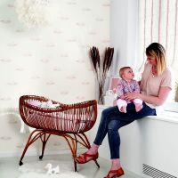 Обои детские Casadeco Rose Nino 85496345 Винил на флизелине (0,53*10,05) Голубой/Белый, Птицы — фото 2, Обои для стен