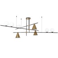 Люстра Artelamp Jacob A7029PL-9BK Полированная медь Белая Черная — фото 1, Люстры