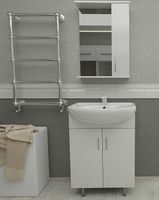 Тумба с раковиной Orange Лайт 60 LA-60TUW+GR Белый глянец — фото 6, Тумбы с раковиной