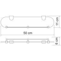 Стеклянная полка WasserKRAFT Berkel Хром арт-K-6844 — фото 3, Полки для ванной и душа