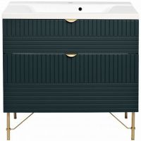 Тумба с раковиной Veedi Monte Lux 90 14000014 Зеленая Золото — фото 1, Мебель для ванной