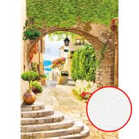 Фреска Ortograf Городской пейзаж 30723 Фактура бархат FX Флизелин (1,9*2,7) Бежевый/Зеленый, Город/Листья арт-30723 (бархат FX) — фото 1, Фрески