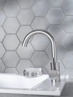 Смеситель для раковины Ростовская Мануфактура Сантехники SUS124-001F-1 Нержавеющая сталь — фото 9, Смесители