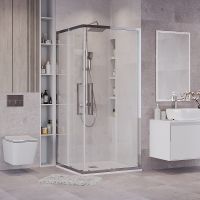 Душевой уголок Grossman Cosmo 100х100 300.K33.02.1010.10.00 профиль Хром стекло прозрачное — фото 1, Квадратные душевые уголки