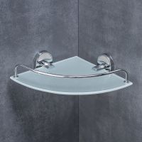 Стеклянная полка Ростовская Мануфактура Сантехники A9011 угловая Хром — фото 3, Полки для ванной и душа