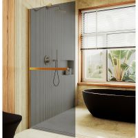 Душевая перегородка Maybah Glass MGD-735-3ш 890x1950 в широком профиле Золото стекло графитовое — фото 1, Душевые перегородки