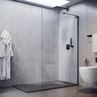 Душевая перегородка Veconi Korato KR-77B 80 KR77B-80-01-C8 профиль Черный матовый стекло прозрачное — фото 2, Душевые перегородки