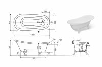 Ванна из искусственного камня Эстет Марсель 170х80 ФР-00001849 без гидромассажа — фото 7, Ванны из искусственного камня