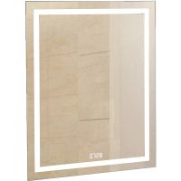 Зеркало Континент Verte 800х900 ЗЛП630 с подсветкой с часами и датчиком движения — фото 1, Зеркала в ванную комнату