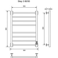 Электрический полотенцесушитель Ника Step-3 80/50 U Белый матовый — фото 2, Электрические полотенцесушители